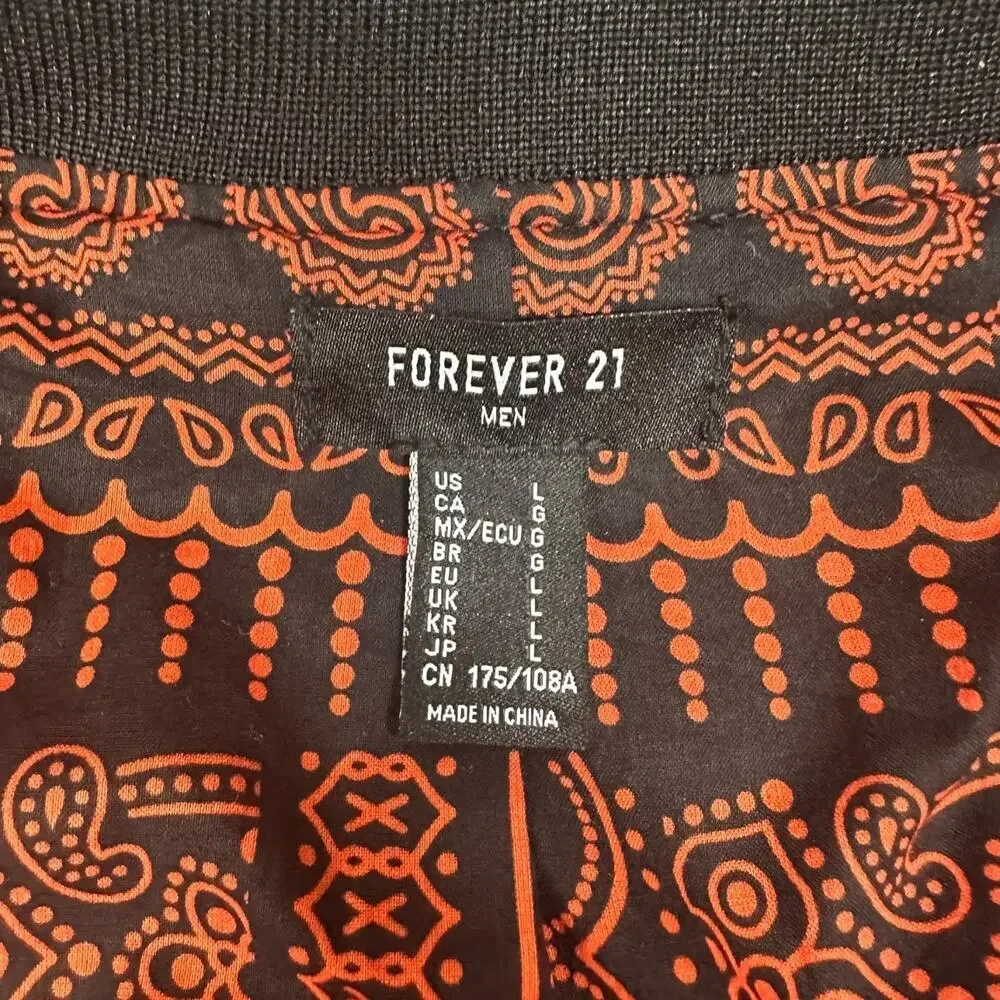 Forever 21 Men’s Youth of Today Black Bomber Jacket - Graphic Print, Size Large
